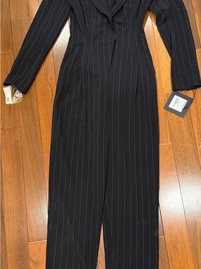 Single breasted tapered leg Jumpsuit color: pinstripe